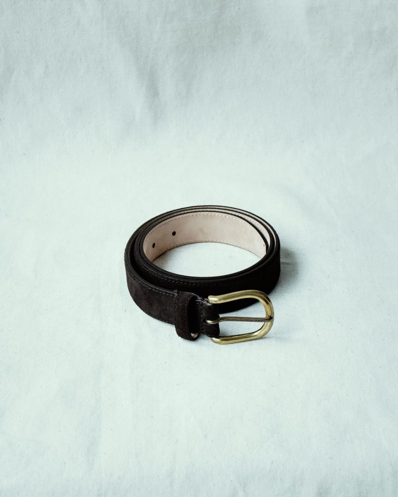 Belt Calf Suede Leather Lining Nabuk Stitch 77012 | Chataigne (Brown)