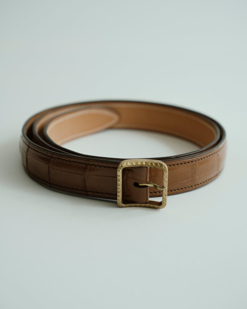 Croc Belt with Brass Buckle